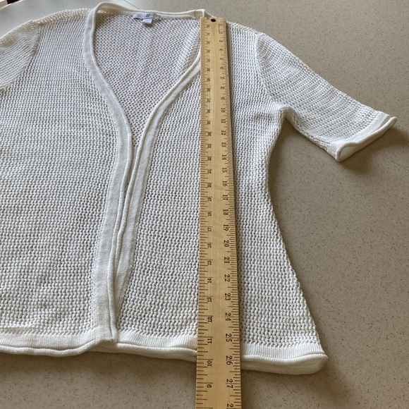 Roz & Ali Open Front Crocheted Cardigan - White - size PL - Excellent Used Cond - Picture 5 of 6